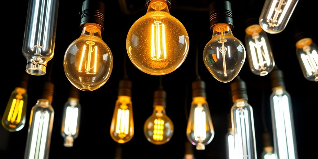 Close-up of halogen tube bulbs illuminating a dark space.