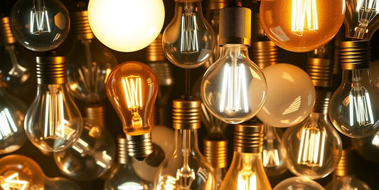 Various light bulbs glowing brightly.