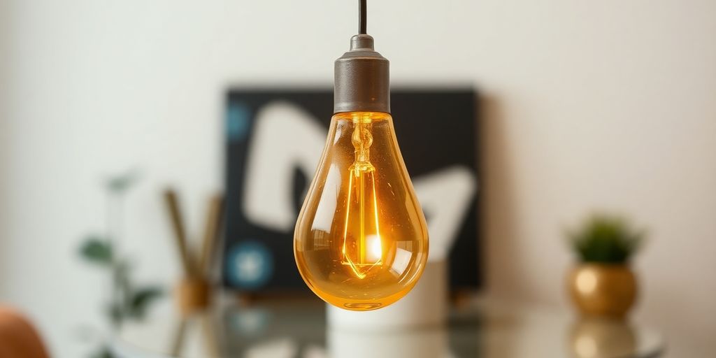 E27 gold bulb glowing warmly in a stylish interior.