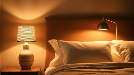 Stylish bedside lamps illuminating a cozy bedroom.