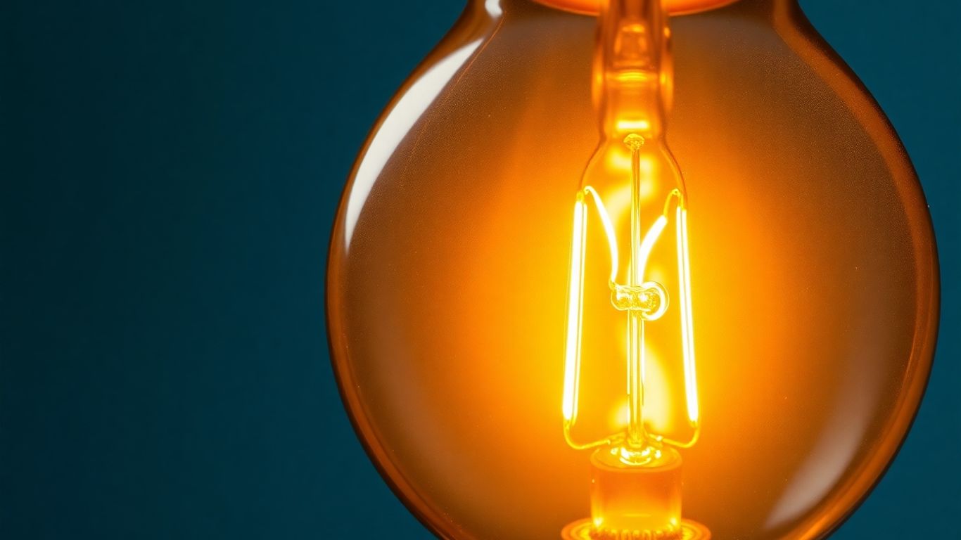 A glowing halogen light bulb, close-up.