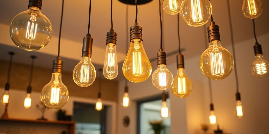 Comparison of old glass bulbs and new smart light technology