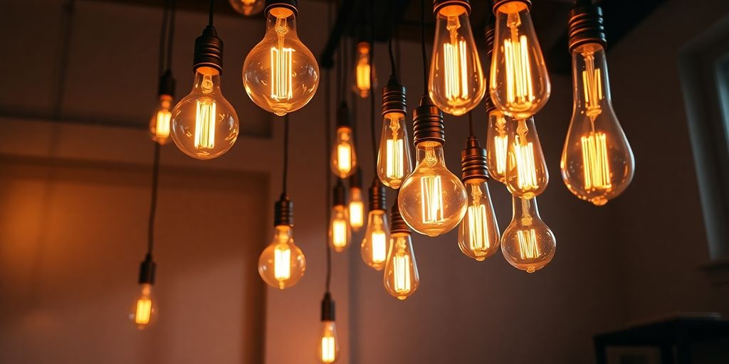 Vintage Edison bulbs lighting up a cozy room.