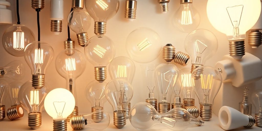 Variety of ASDA light bulbs on a clean background.