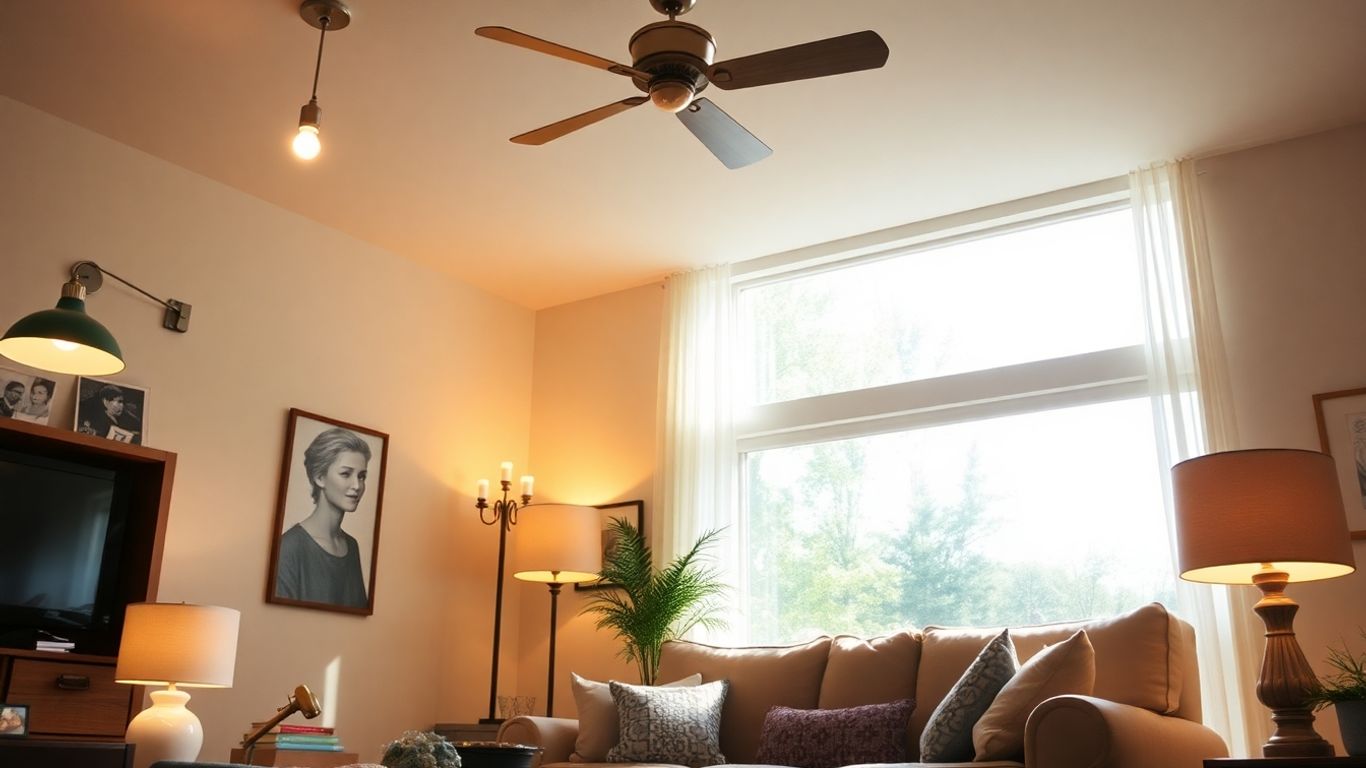 Stylish lamps illuminating a cosy living room.