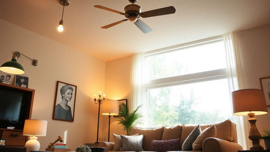 Stylish lamps illuminating a cosy living room.