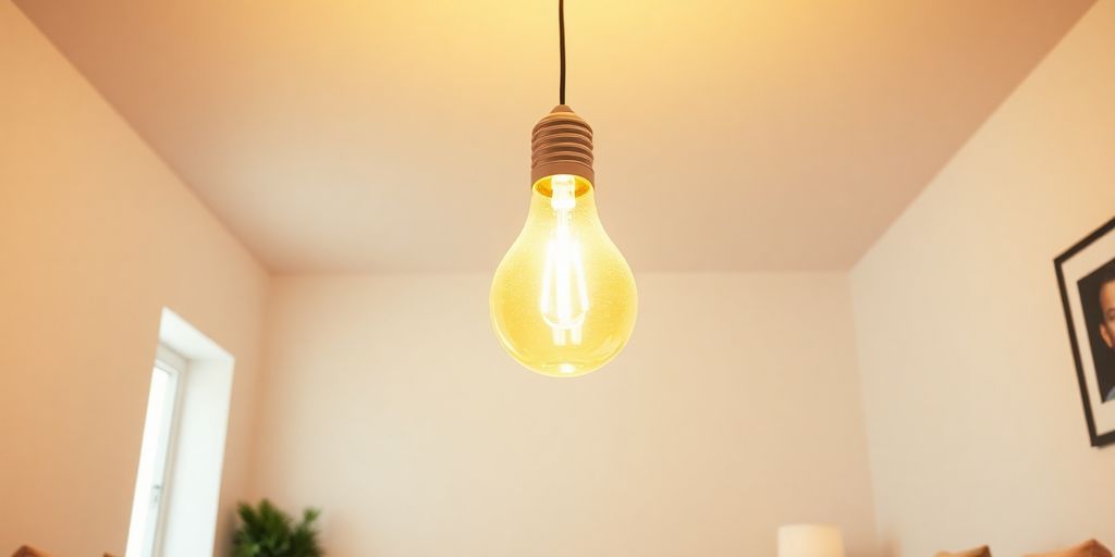 Bright LED bulb illuminating a stylish interior space.