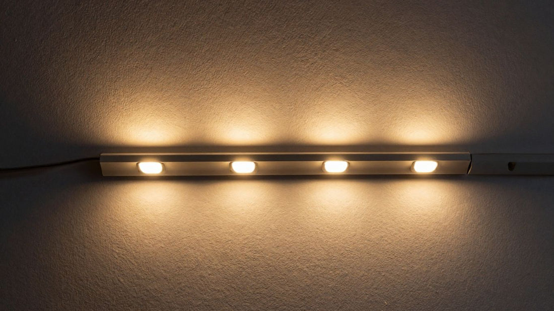 Warm white LED strip light glowing softly.