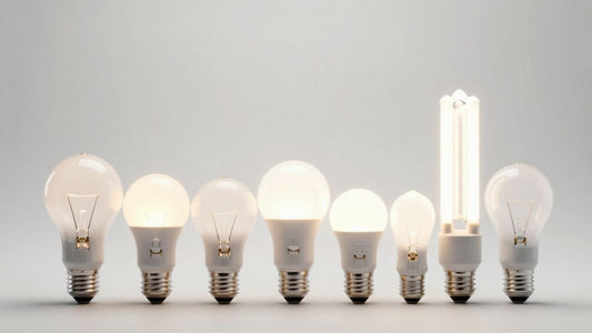 Various UK light bulb types displayed together.