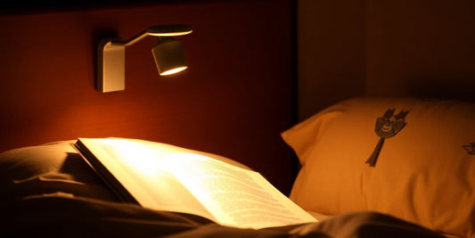 Bedside lamp illuminating a book
