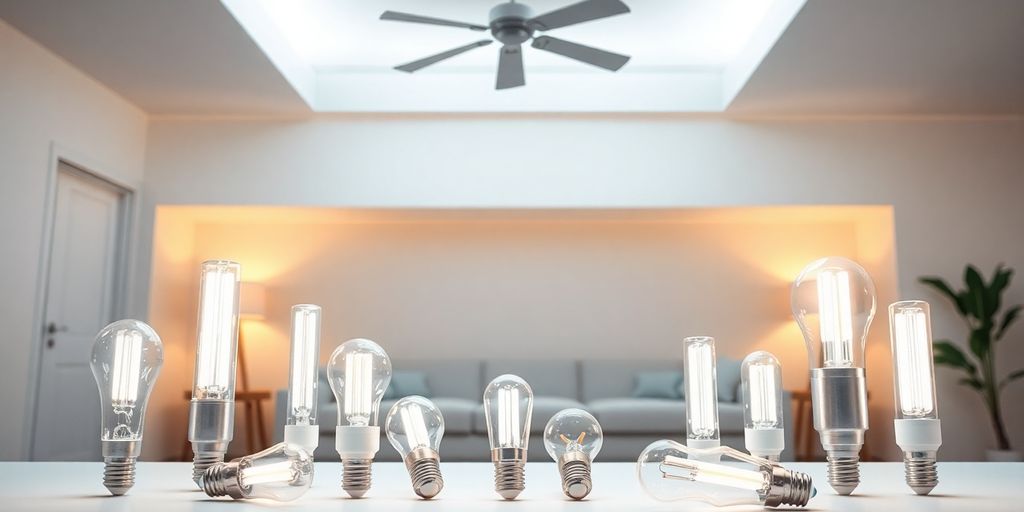 E27 LED tube bulbs illuminating a cozy home interior.