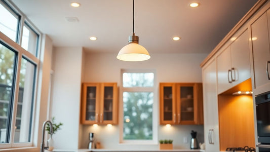 Modern kitchen with stylish pendant lighting.