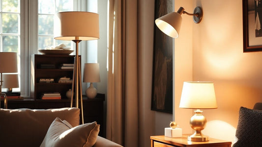 Stylish lamps illuminating a cozy UK living room.