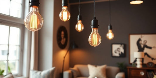 Cozy room with warm LED Edison light bulbs.