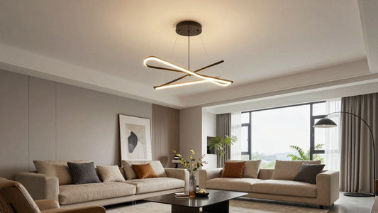 Stylish ceiling light illuminating a modern living room.