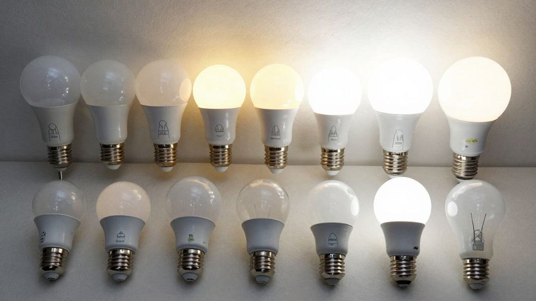 Various dimmable light bulbs glowing in different intensities.