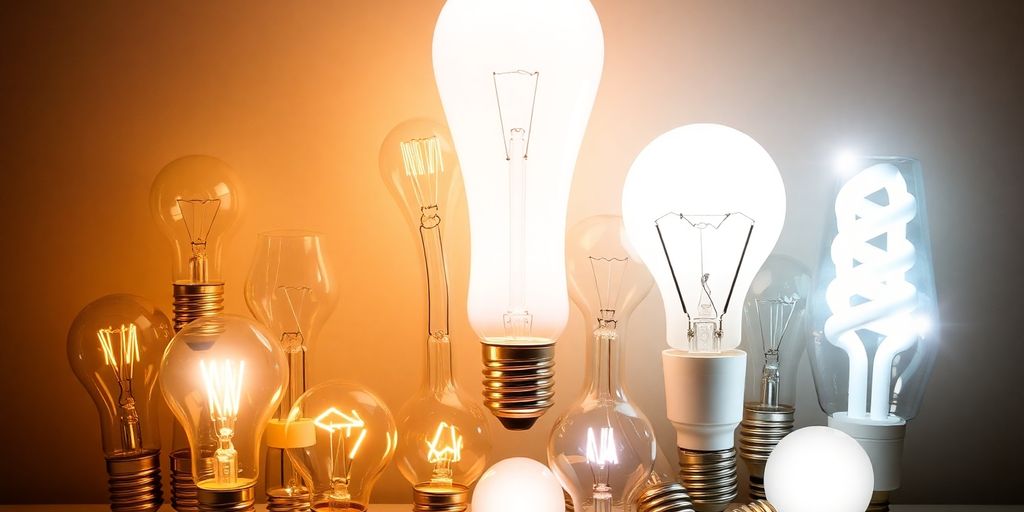 Variety of light bulbs in different designs and styles.