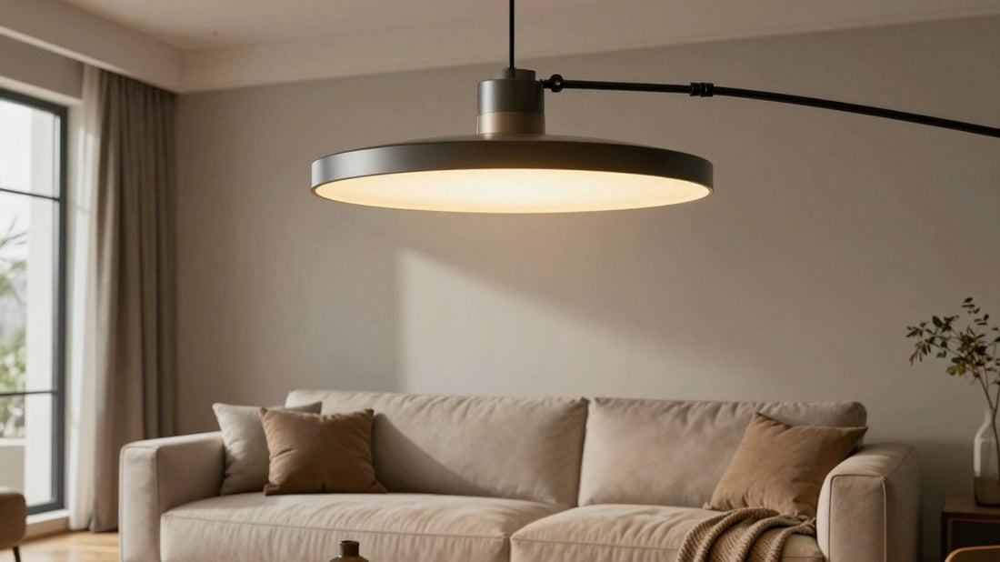 Plug-in hanging lamp in a stylish living room.