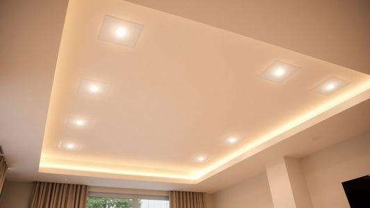 Ceiling with bright LED lights.