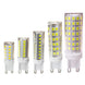 A set of G9 LED lamps in various sizes, showcasing the bulbs with their clear glass enclosures and white base, arranged in a line.